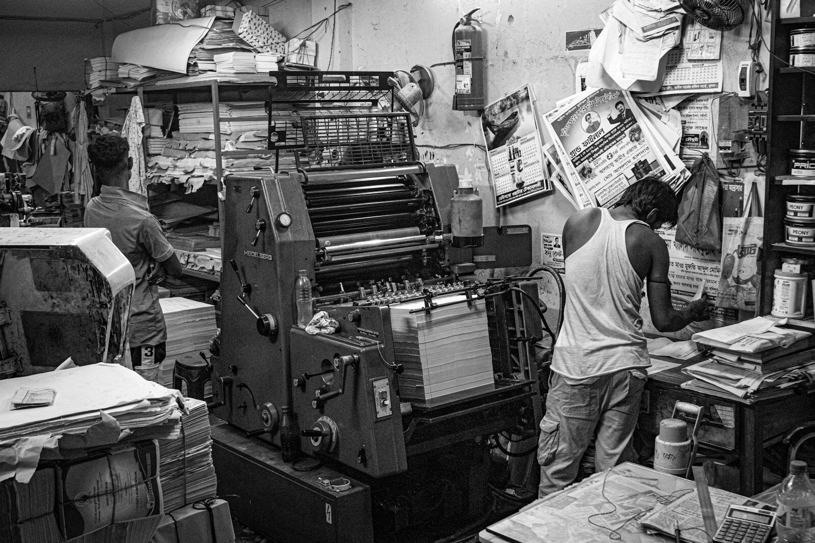 Modern printing press in action